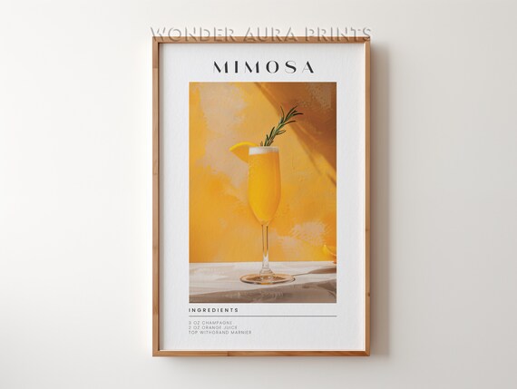 Mimosa Cocktail Recipe Golden Hour Champagne Flute Art Poster
