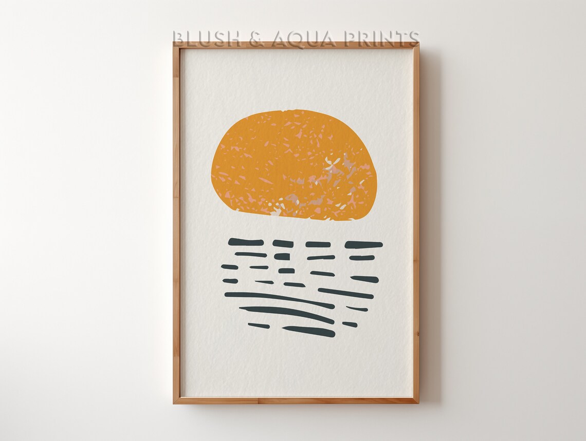 Minimalist Sunset Print In Ocean Surf Wall Art Poster Room Decor Boho Bedroom Over The Bed