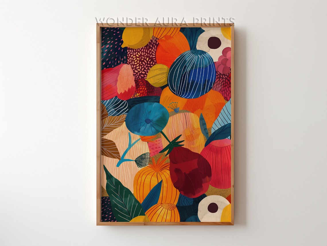Bold Abstract Citrus Fruit Colorful Modern Maximalist Art Poster