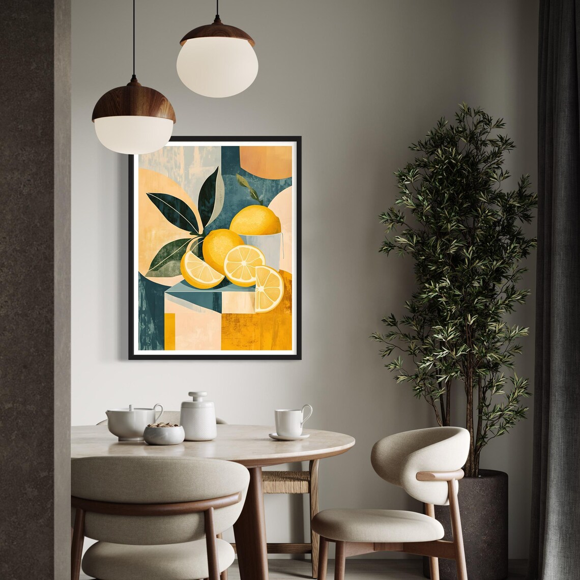 Lemon Abstract Mediterranean Kitchen Art Print - Image 2