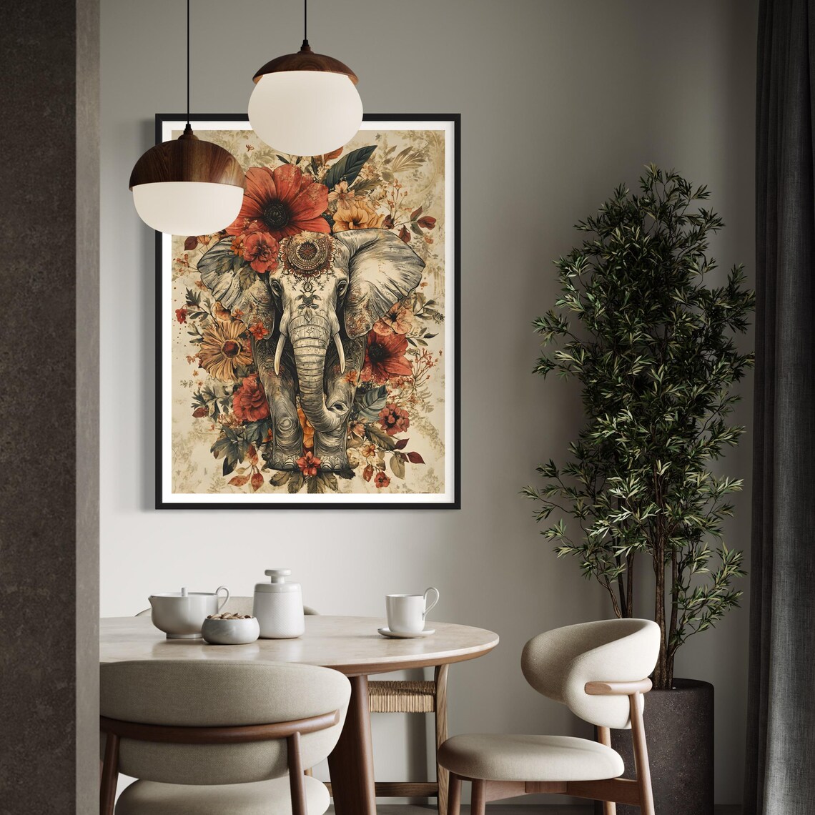 Mandala Elephant Boho Spiritual Art Print, Safari Theme - Image 2