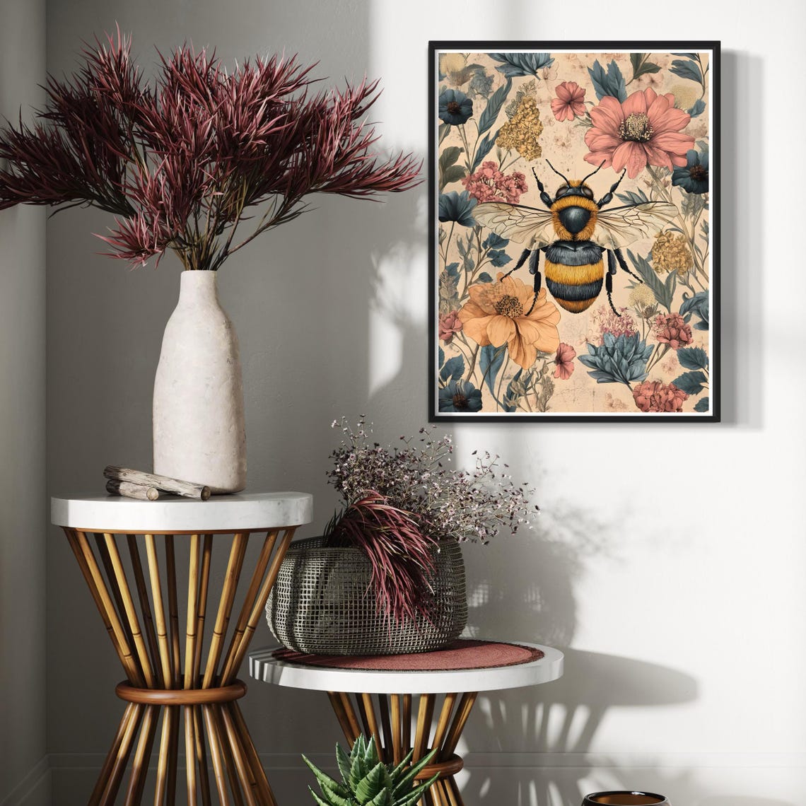 Bumblebee Vintage Floral Botanical Illustration Cottagecore Poster - Image 4