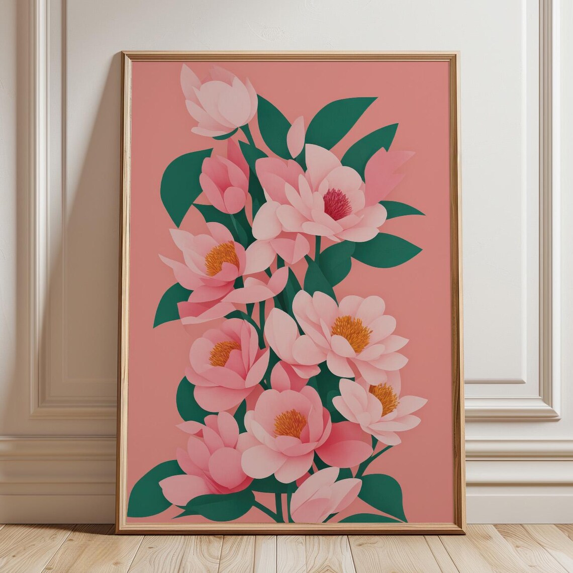 Modern Pink Flower Botanical Wall Art Print