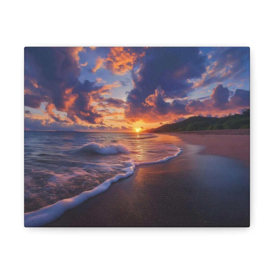Beach Sunset Ocean Waves Golden Sky Shore Coastal Photography Poster - Image 3