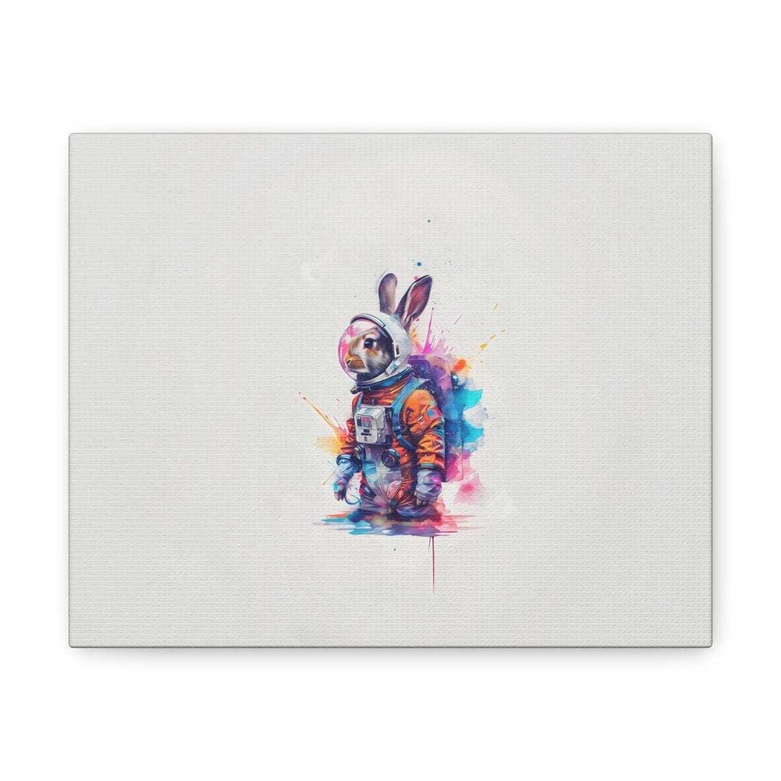 Rabbit Astronaut Watercolor Orange Space Suit Animal Art Poster - Image 4