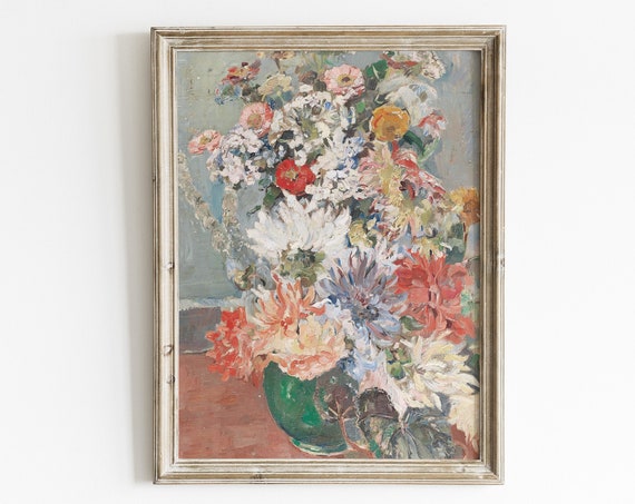 Pastel Flowers Vintage Floral Art Print, Kids Room