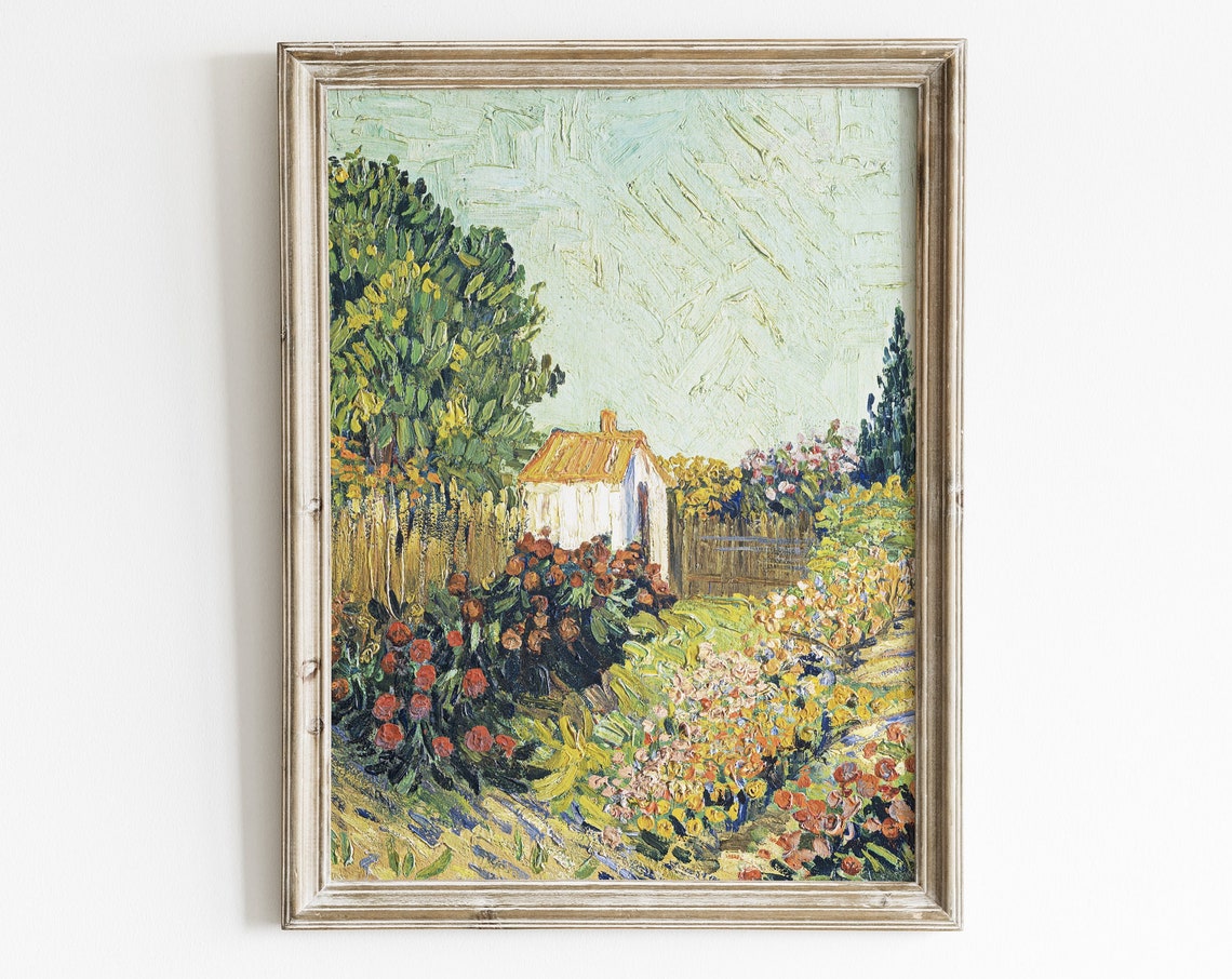 Garden Painting Spring Landscape Wall Art Van Gogh Print Vintage Landscape Painting Pastel Living Room Art Landscape Art