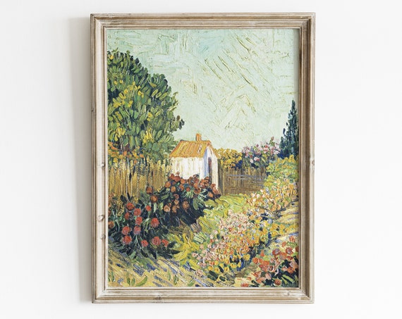 Garden Painting Spring Landscape Wall Art Van Gogh Print Vintage Landscape Painting Pastel Living Room Art Landscape Art