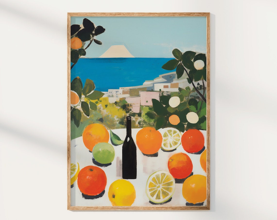 Oranges In Greek Summer, Kitchen Decor Art Print - Image 3