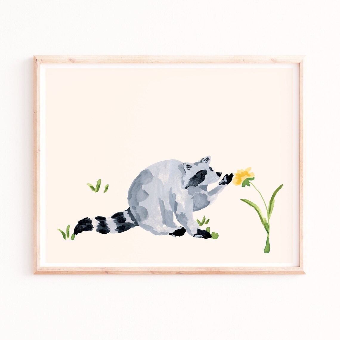 Raccoon Dandelion Art Print, Nursery Decor