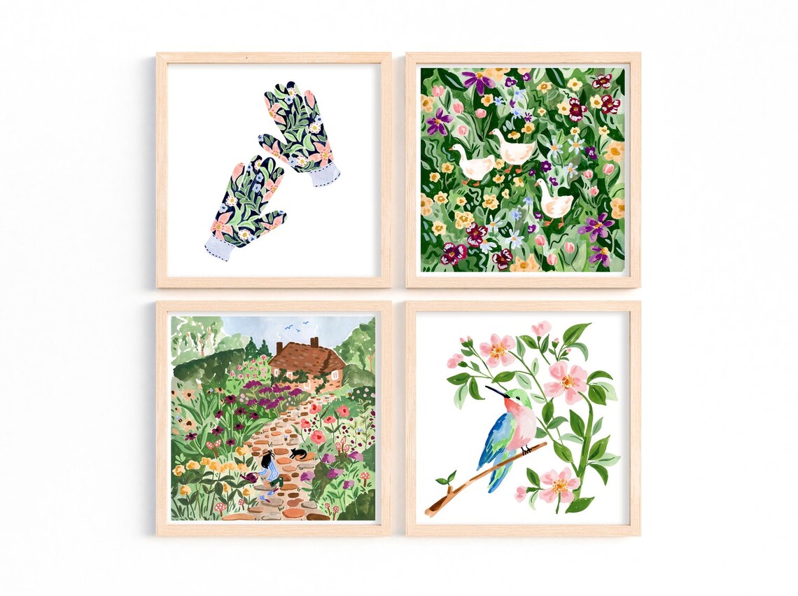 Hummingbird Watercolor Art Print, Floral Decor - Image 2