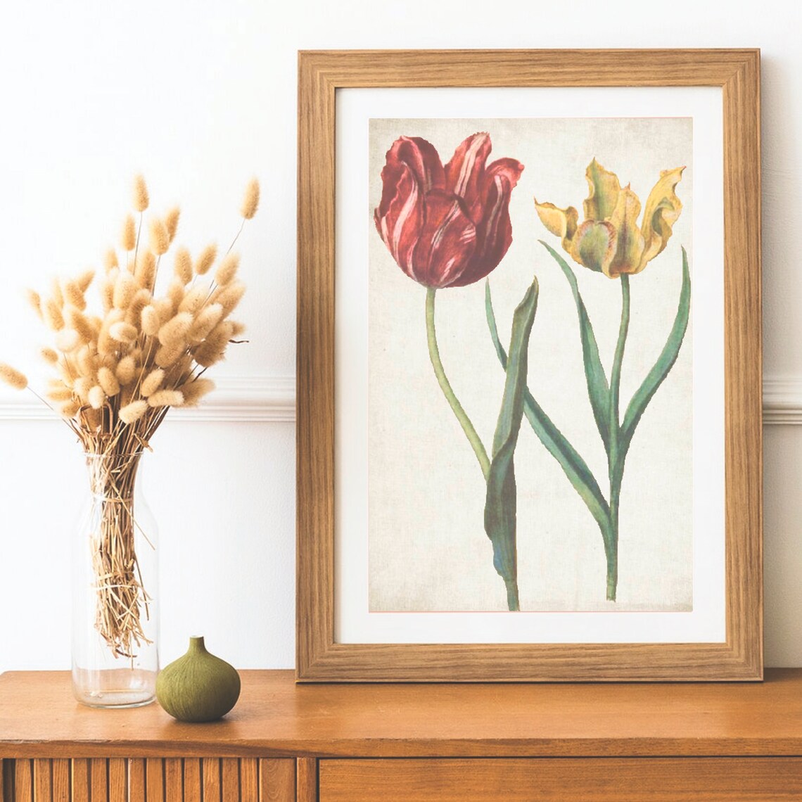 Red and Yellow Tulips, Vintage Botanical Art Print - Image 2