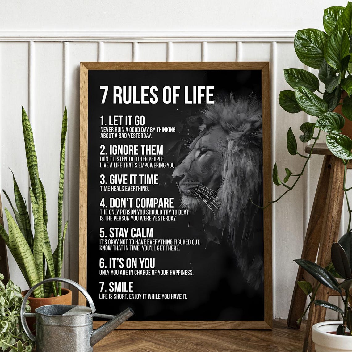 7 Rules of Life Lion Wisdom Inspirational Motivational Quote Poster