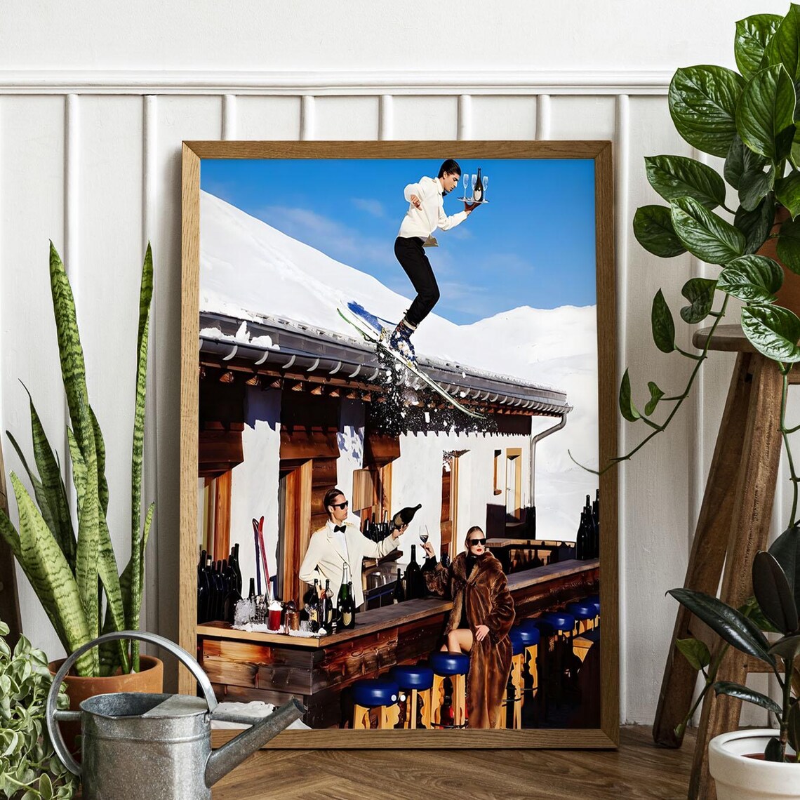 Vintage Apres Ski Champagne Roof Jump Chalet Bar Photo Print