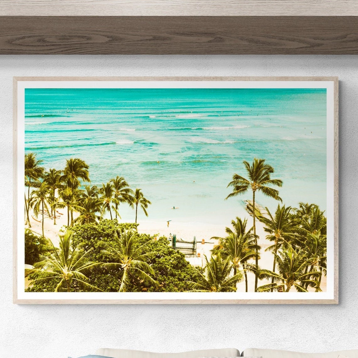Tropical Beach Aerial Palm Trees Turquoise Ocean Coastal Poster
