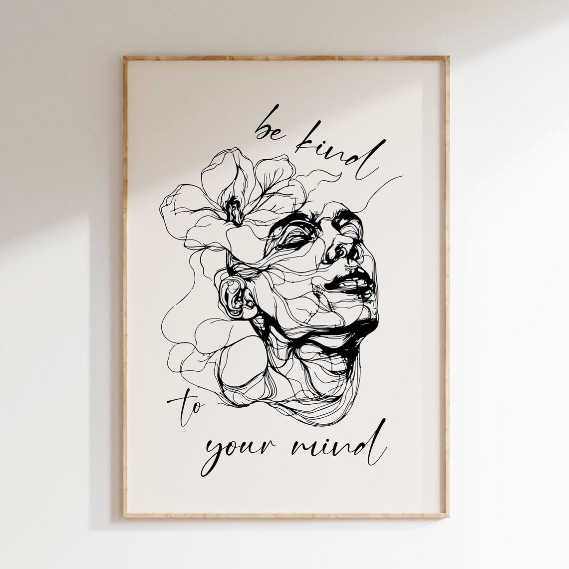 Be Kind To Your Mind Mental Health Elegant Line Art Face Poster