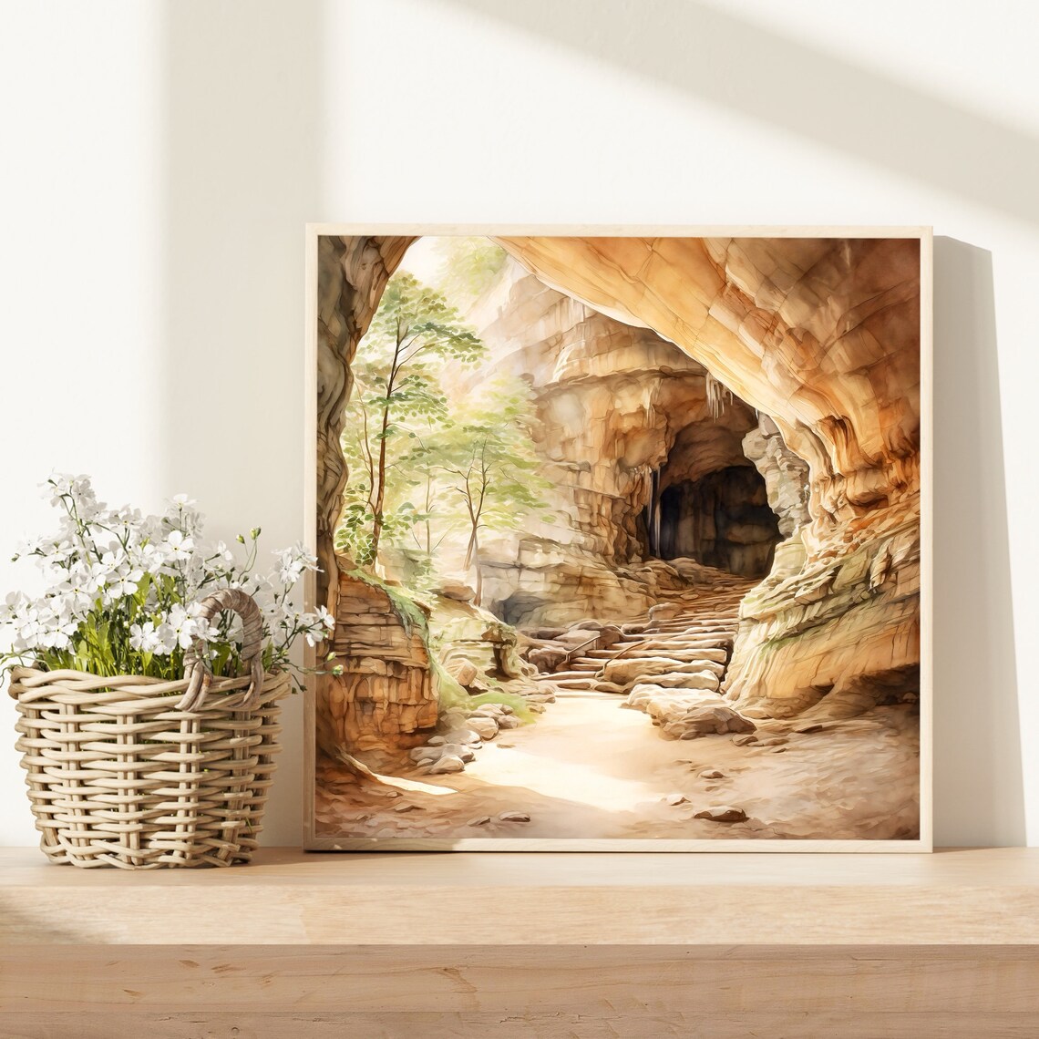 Mammoth Cave National Park Limestone Cavern Watercolor Poster - Image 3