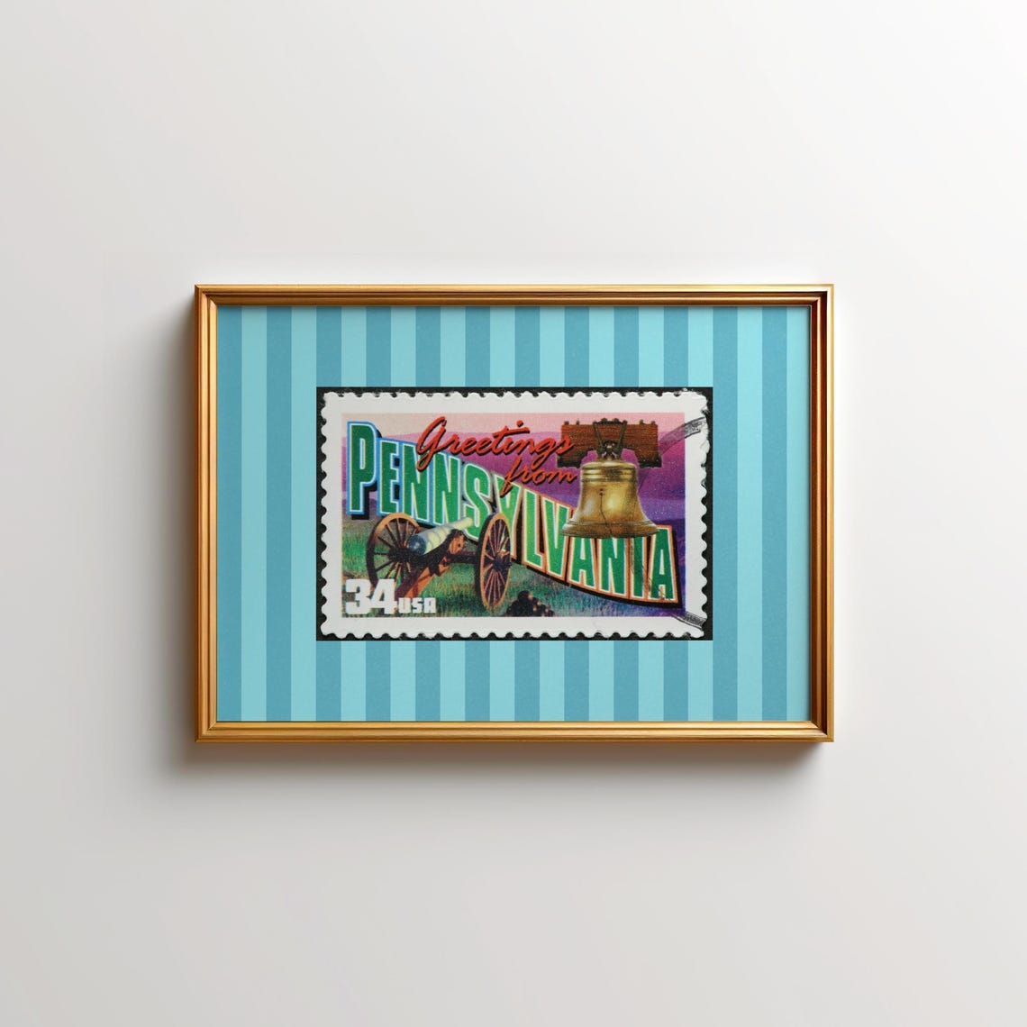Greetings from Pennsylvania Vintage Postage Stamp Liberty Bell Poster