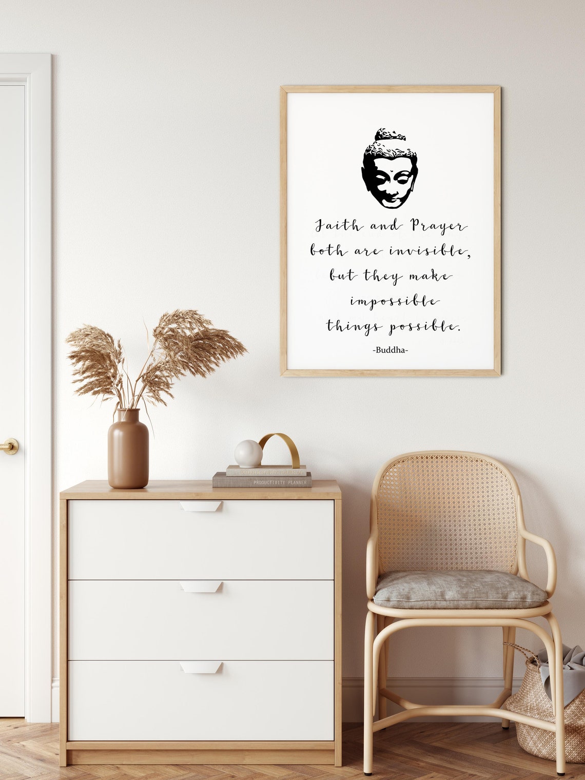 Buddha Faith and Prayer Quote Silhouette Minimalist Zen Poster - Image 3