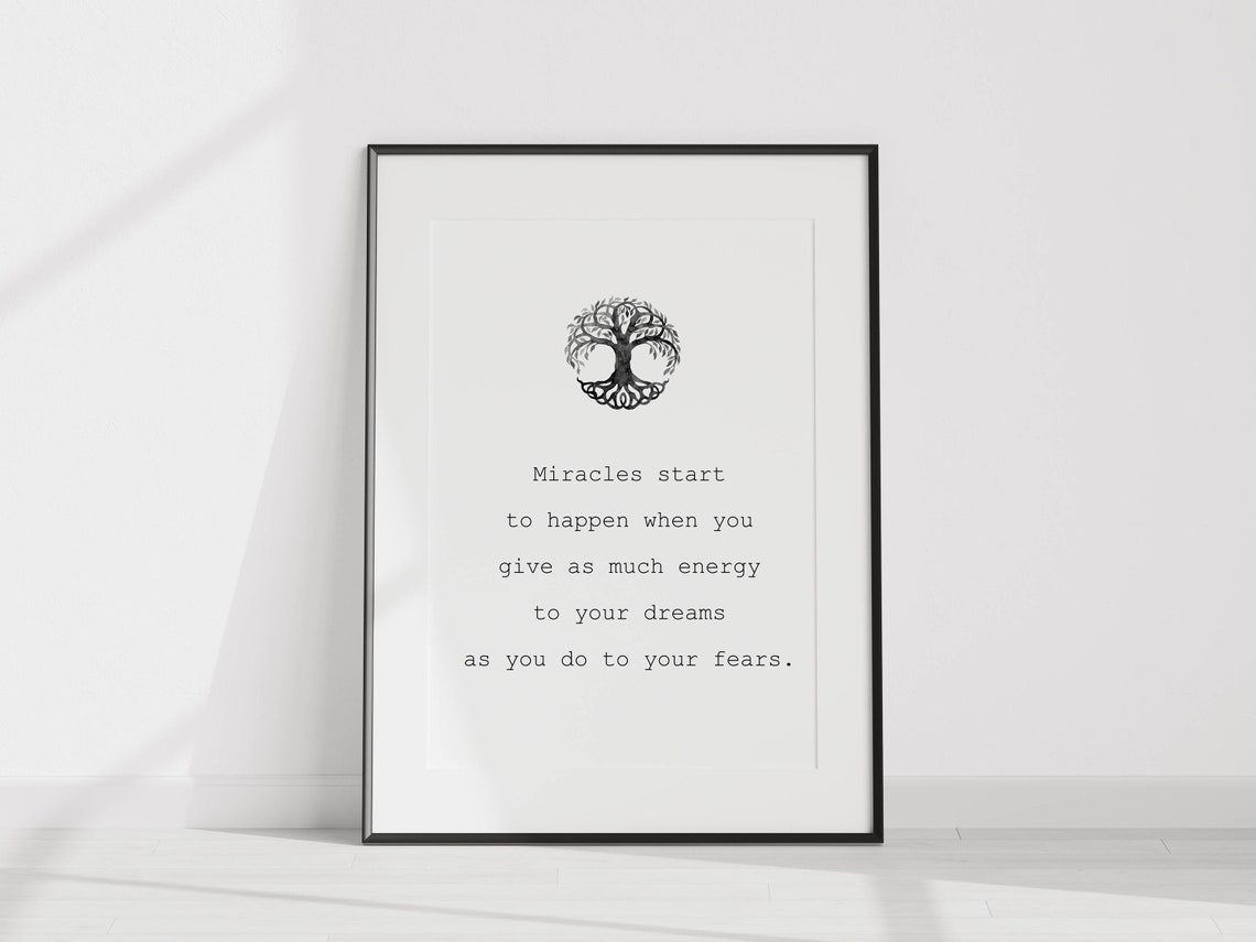 Miracles Start to Happen Tree of Life Dream Quote Inspiring Poster - Image 2
