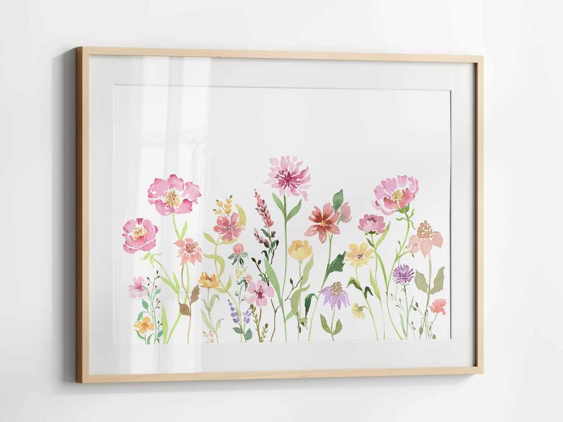 Horizontal Wildflower Watercolor Flower Poster Print