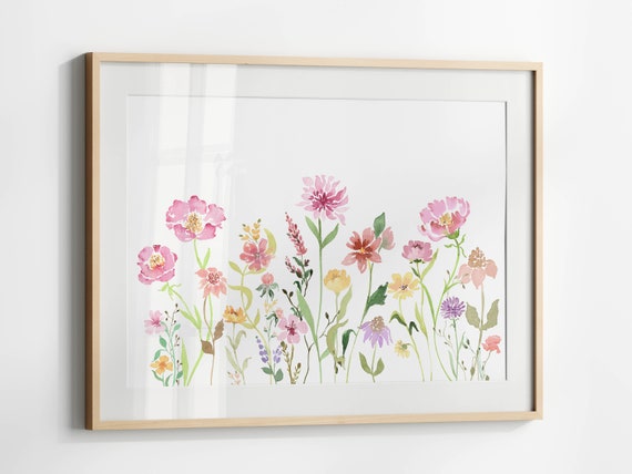 Horizontal Wildflower Watercolor Flower Poster Print
