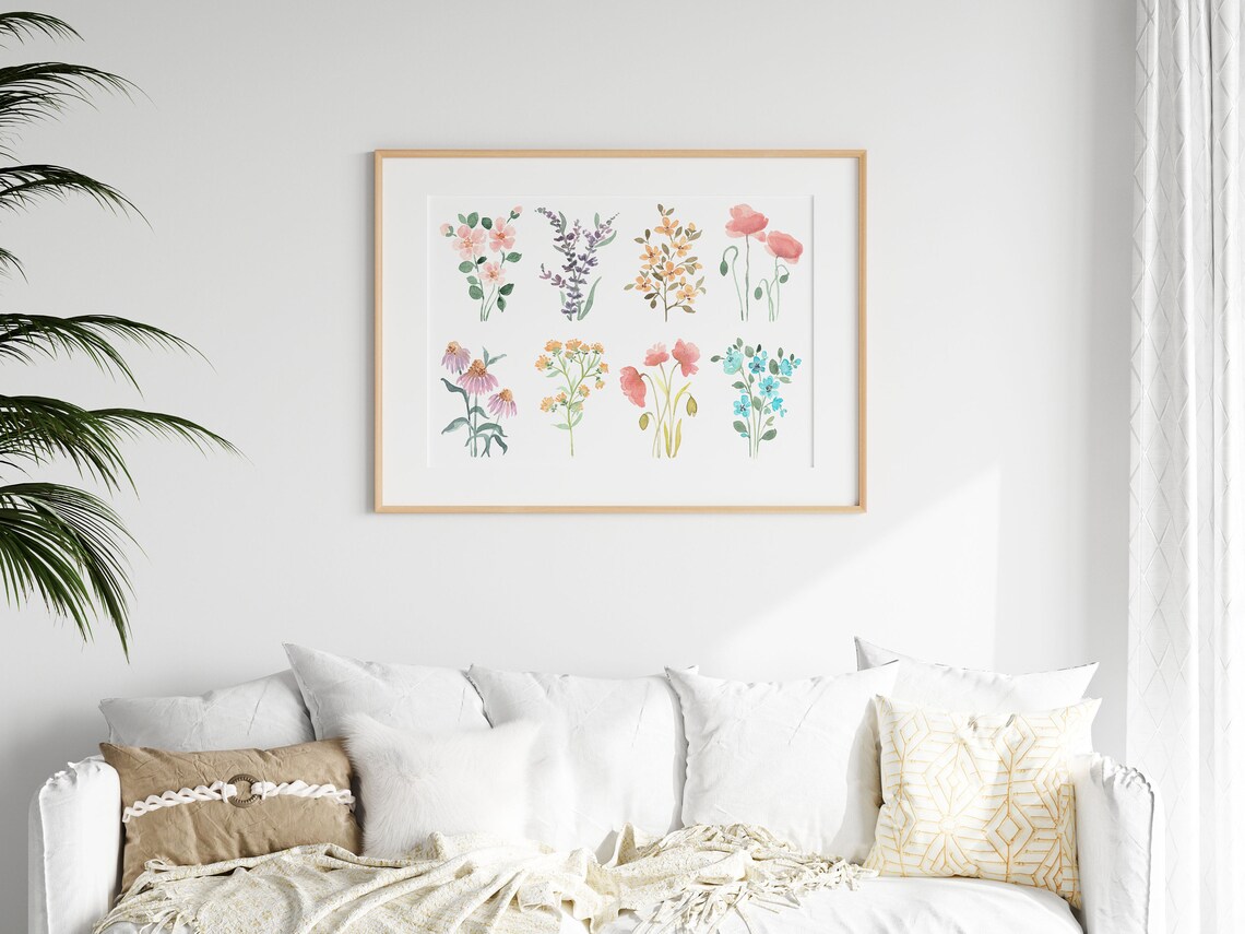Flower Chart Print, Wildflower Watercolor Poster - Image 2