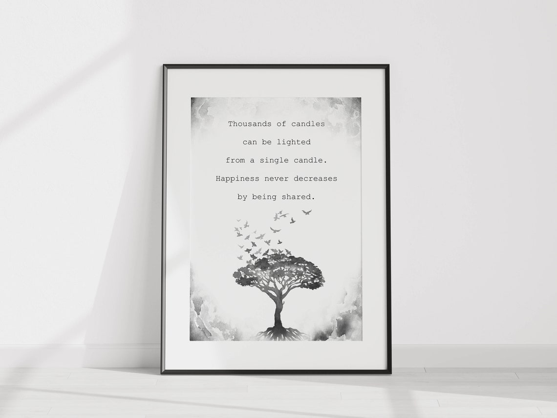 Buddha Thousands Of Candles Happiness Shared Quote Tree Poster - Image 3