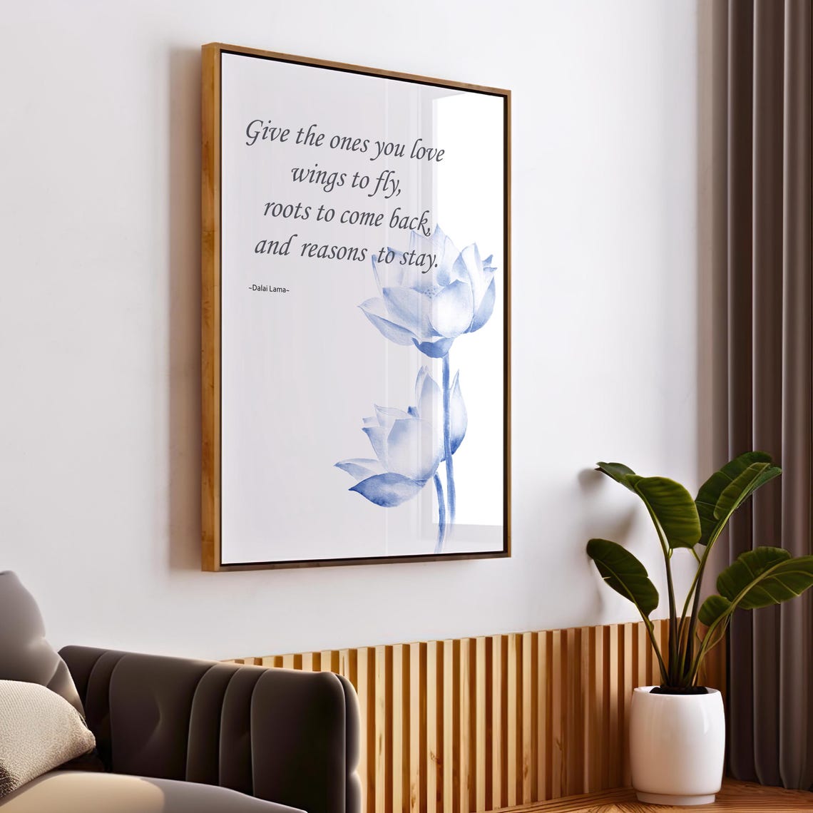 Dalai Lama Give Wings To Fly Love Quote Lotus Watercolor Poster - Image 2