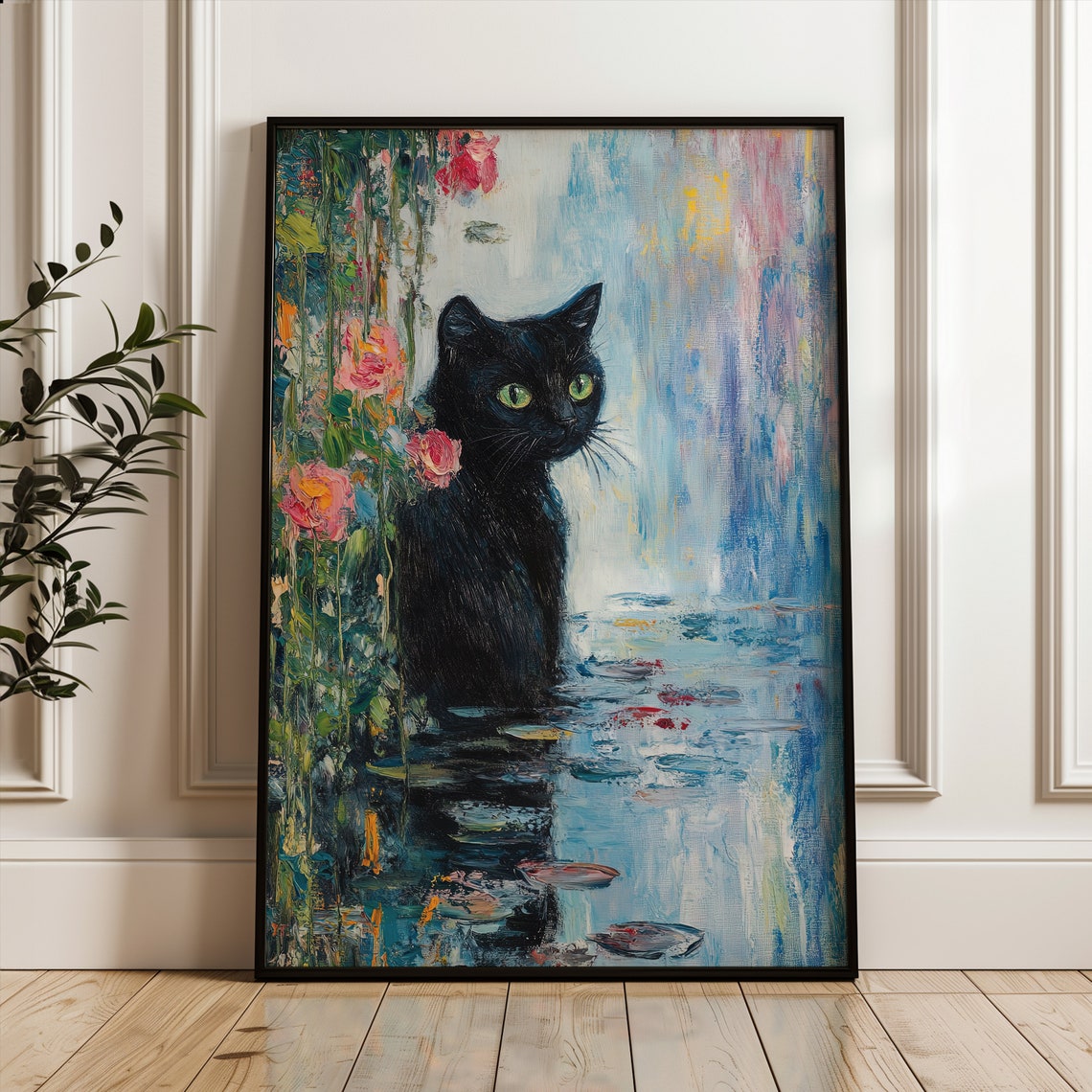 Black Cat Poster Claude Monet Print Funny Art Gift For Mom