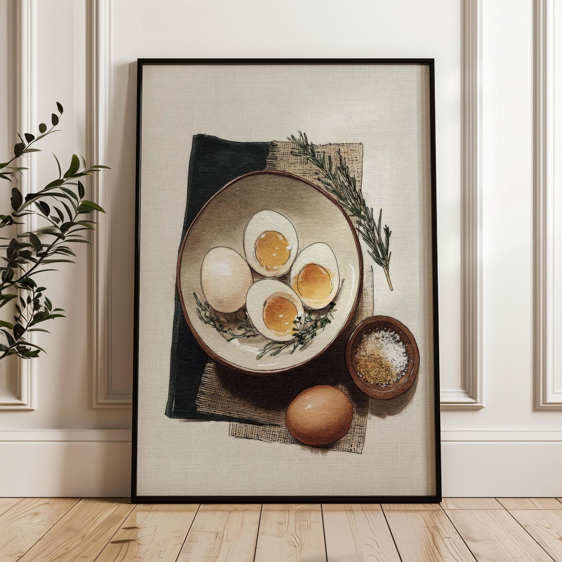 Soft Boiled Eggs With Rosemary Hand Drawn Kitchen Art Poster