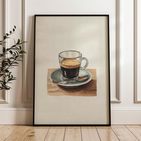 Coffee Art Poster Handdrawn Illustration Print On Matte Paper