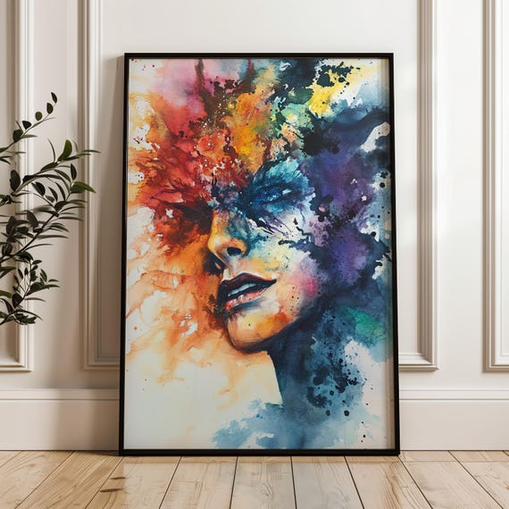 Abstract Watercolor Wall Art Aura Poster Colorful Splash Matte Paper