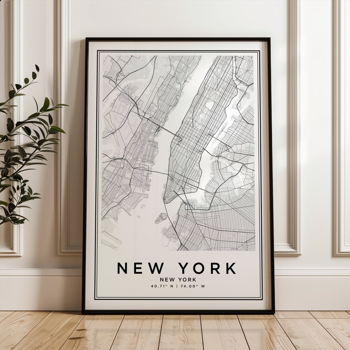 New York City Manhattan Modern Minimalist Street Map Art Poster