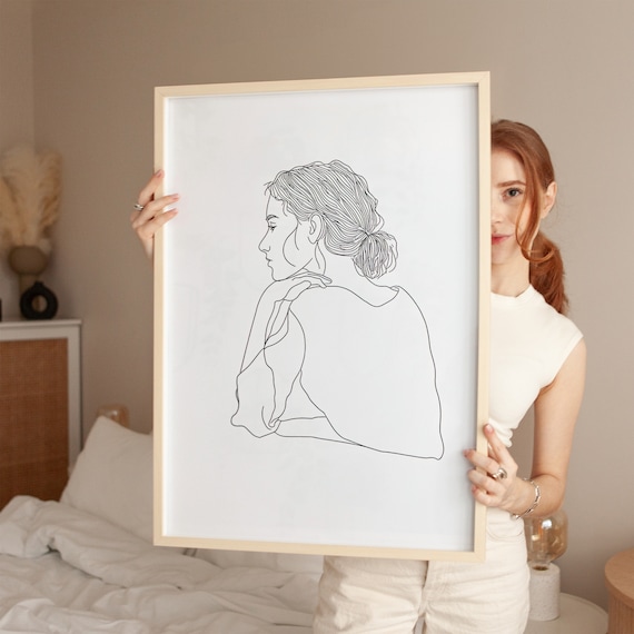 Minimalist Woman Figure Line Art Graceful Elegant Portrait Poster