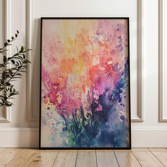 Abstract Watercolor Print Colorful Aura Poster On Matte Paper