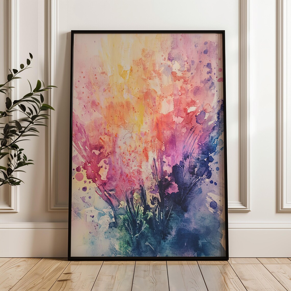 Soft Pastel Abstract Watercolor Sunrise Bloom Color Wash Poster