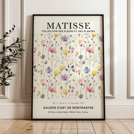 Matisse Exhibition Watercolor Wildflower Paris Gallery 1962 Poster