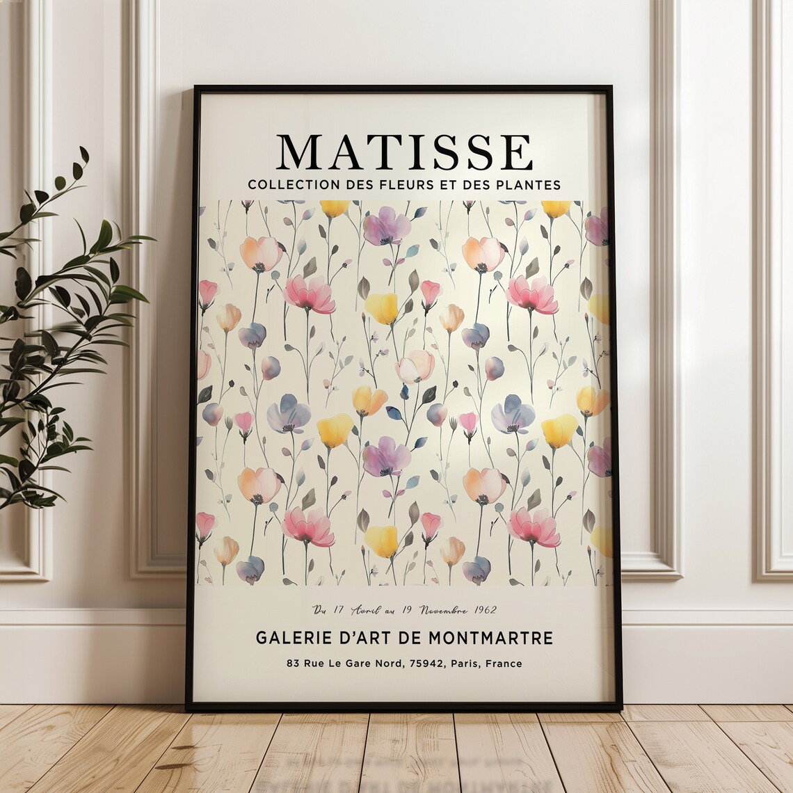 Matisse Exhibition Watercolor Wildflower Paris Gallery 1962 Poster