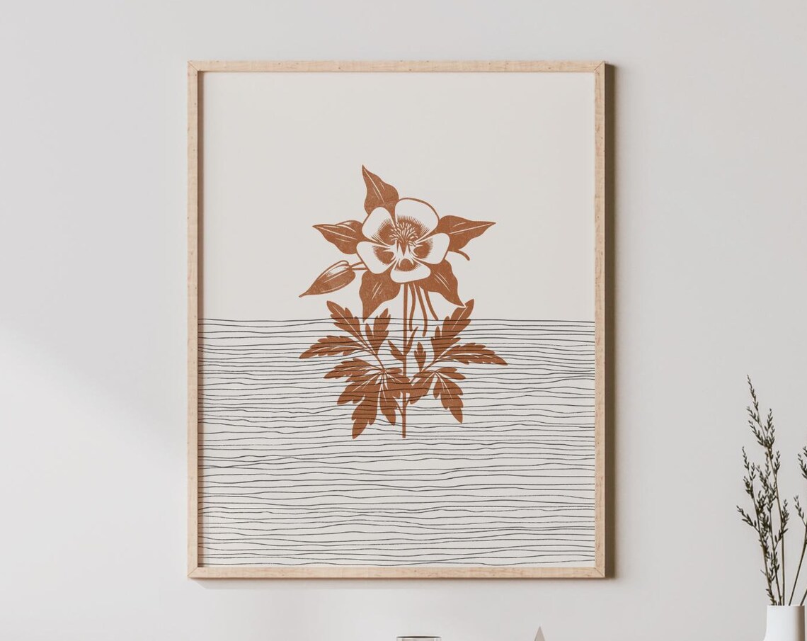 Columbine Flower Botanical Art Print, Aquilegia
