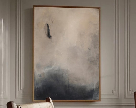 Beige Black Abstract Painting Beige Wabisabi Painting Medieval Brown Oil Painting Beige Minimalist Wall Decor Black Beige Wall Art