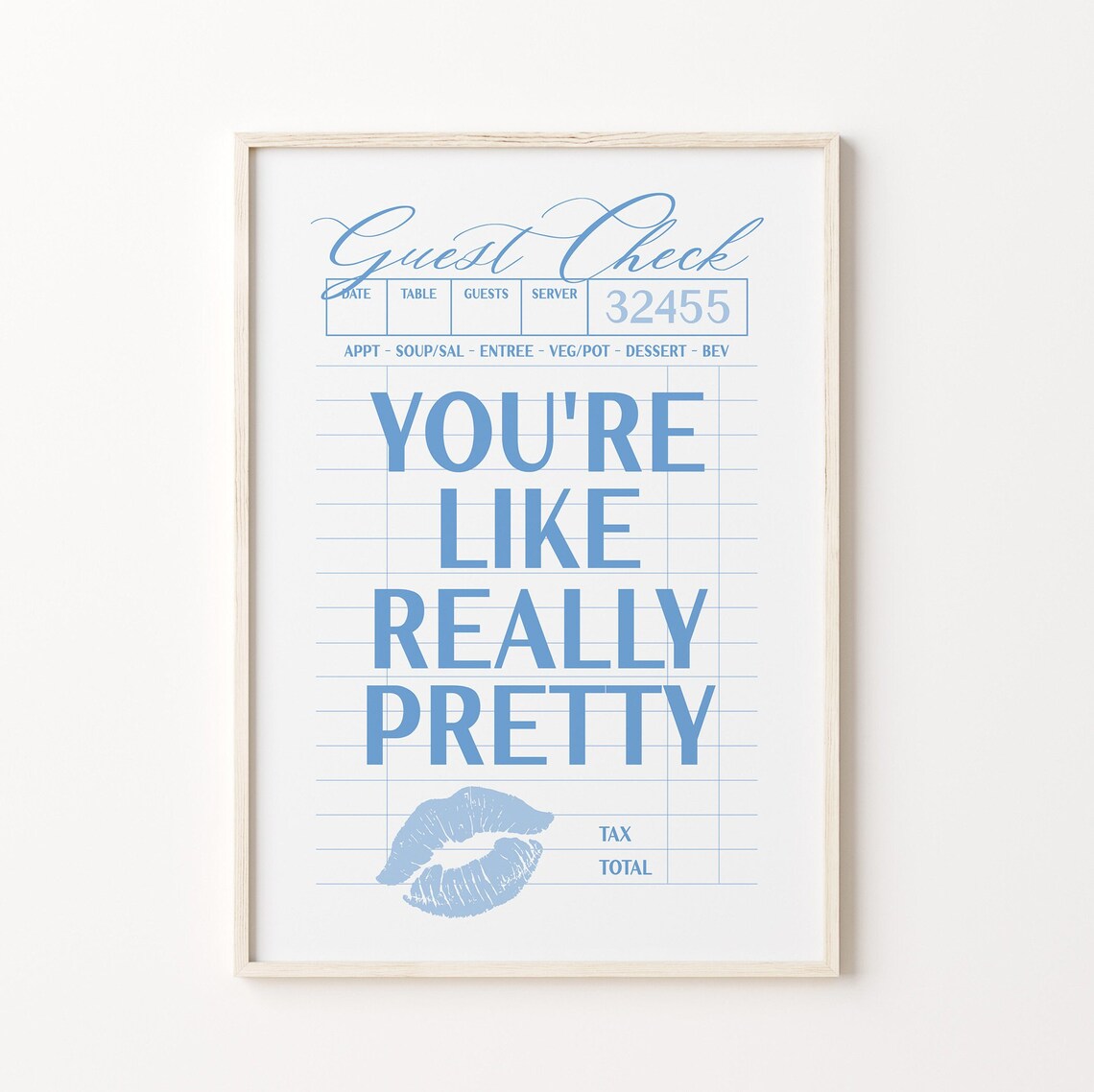 Pretty Guest Check Preppy Coastal Art Print