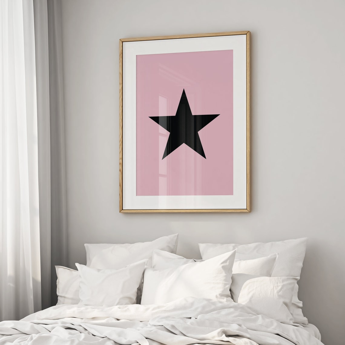 Bold Black Star Blush Pink Background Minimalist Modern Poster - Image 2