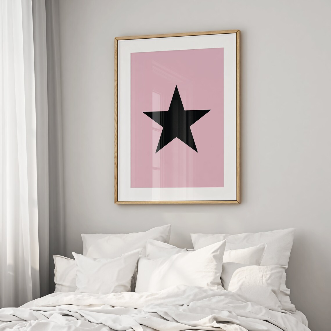 Trendy Star Print Star Girl Poster Funky Y2k Aesthetic Apartment Decor Pink And Black Bedroom Wall Art Retro Living Room Wall Art - Image 2