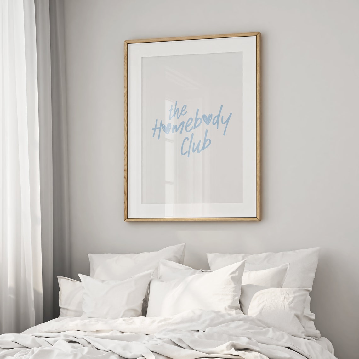 The Homebody Club Light Blue Script Heart Typography Art Poster - Image 2
