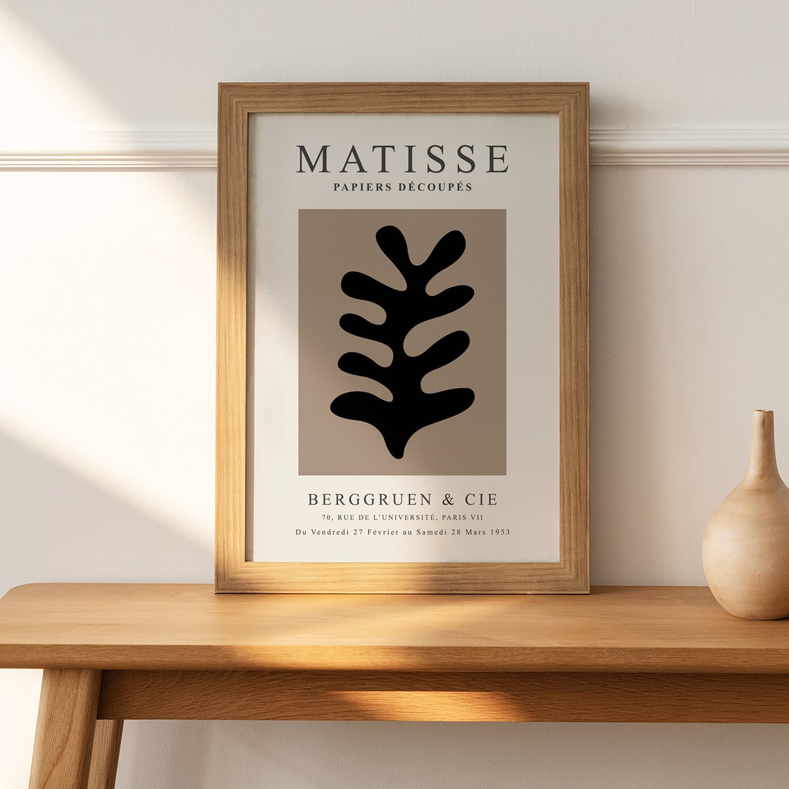 Matisse Berggruen 1953 Black Leaf Taupe Exhibition Style Poster - Image 2