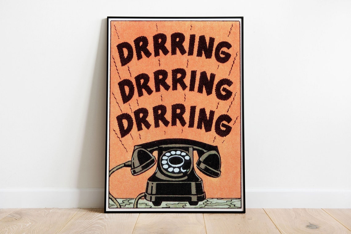 Drrring Rotary Phone Pop Art Vintage Comic Phone Style Poster