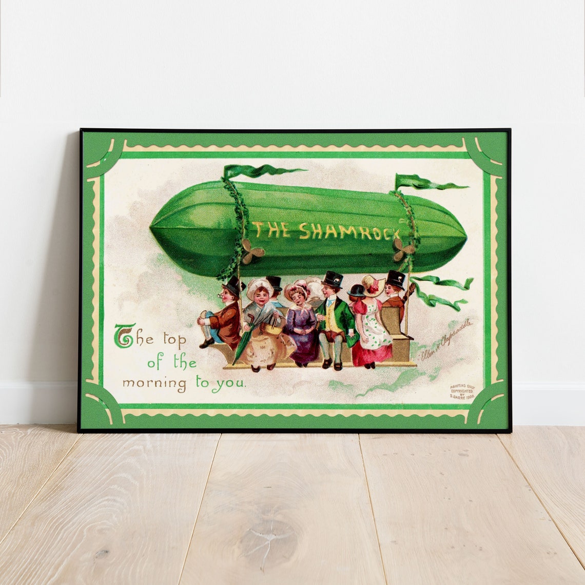The Shamrock Irish Green Airship Vintage Postcard Art Poster