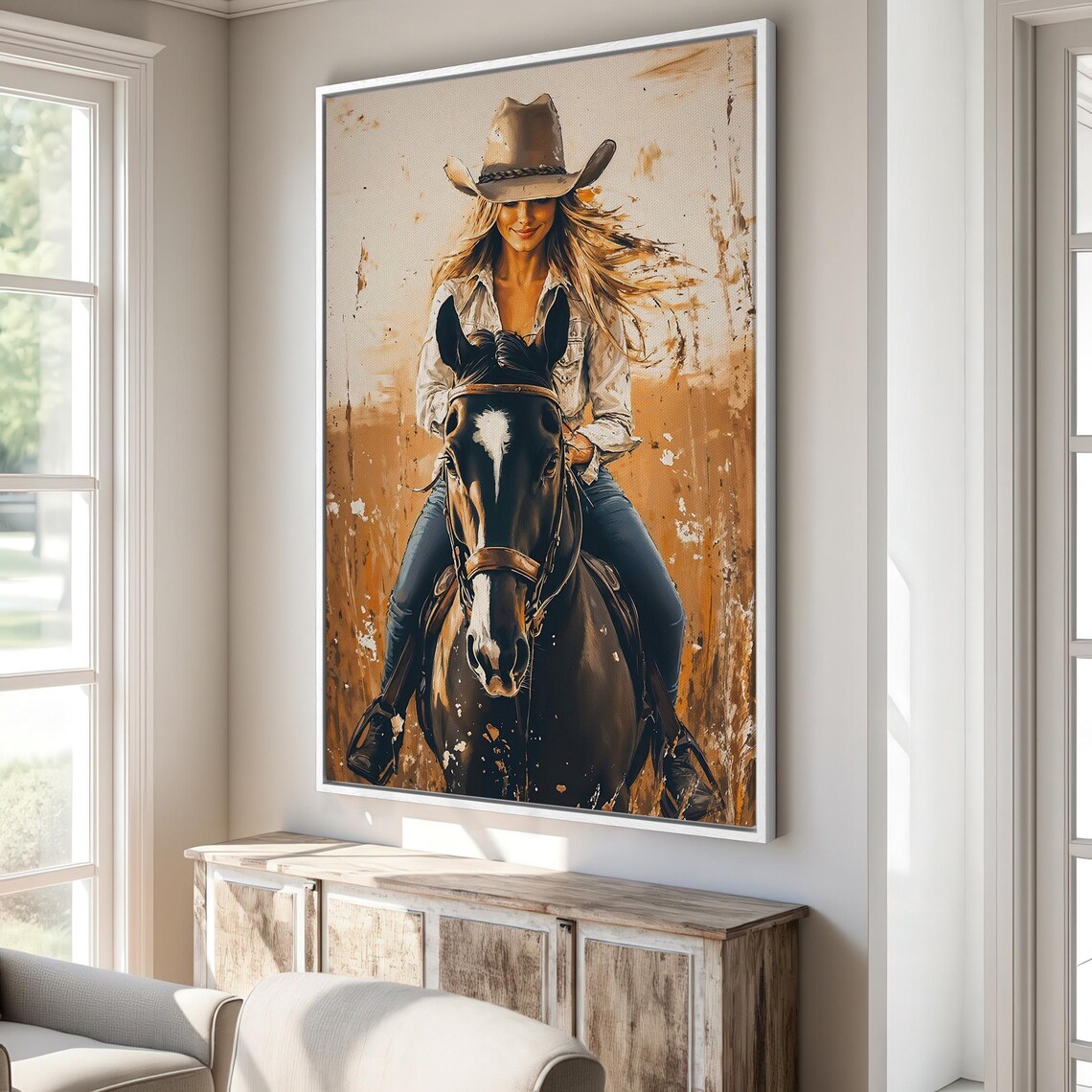 Wild West Cowgirl Riding Horse Equestrian Western Art Poster - Image 3