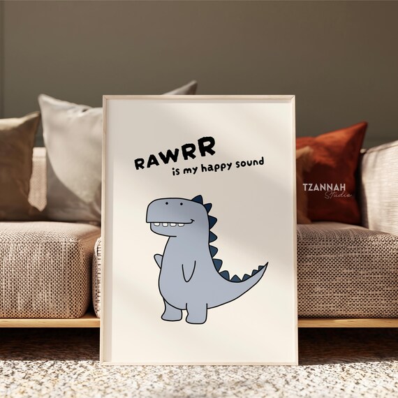 Rawrr Is My Happy Sound Cute Stegosaurus Kids Nursery Room Poster